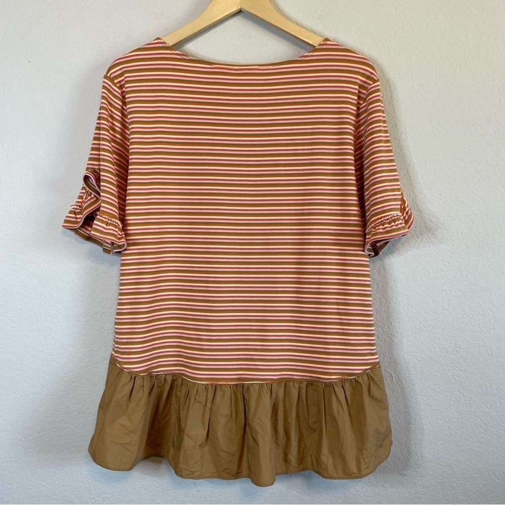 Anthropologie Striped Orange and White Peplum Top - Picture 8 of 14